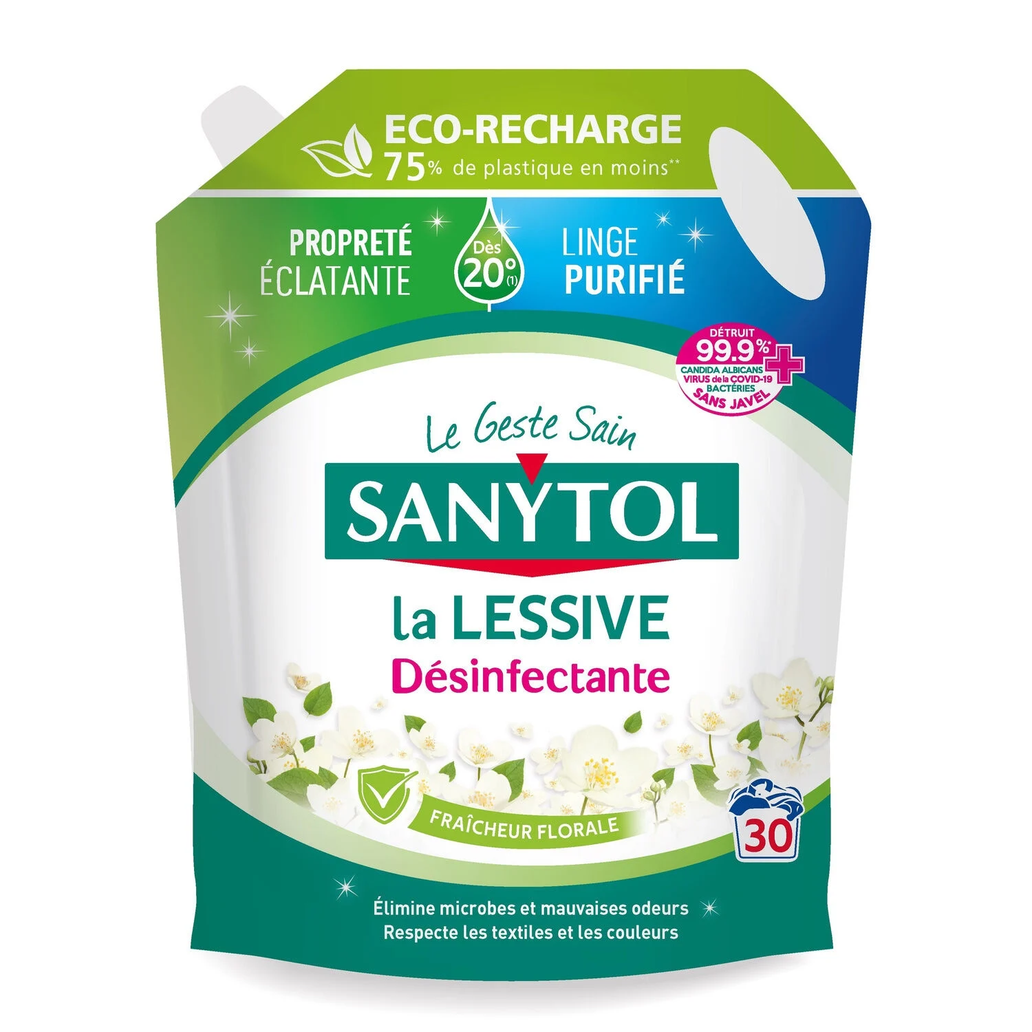 Recharge Lessive Désinfectante Fraicheur Florale 1,5l -sanytol