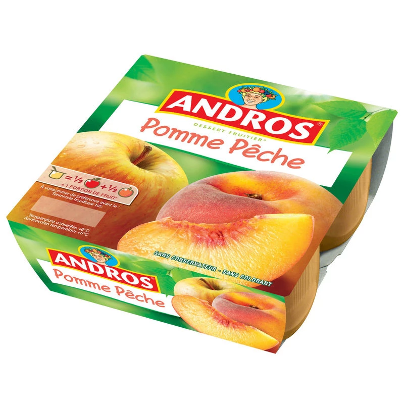 Peach apple compote 4x100g - ANDROS