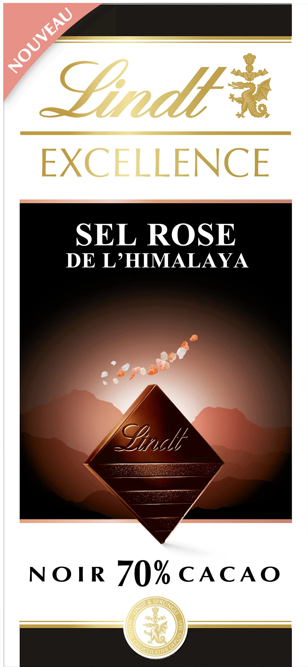 Excellence Black 70 % Kakao Himalaya-Rosasalztablette 100 g - LINDT