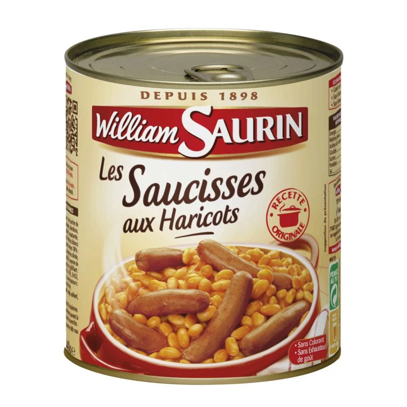 Saucisses aux Haricots, 840g - WILLIAM SAURIN