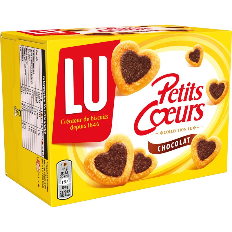 Small chocolate hearts biscuits 125g - LU