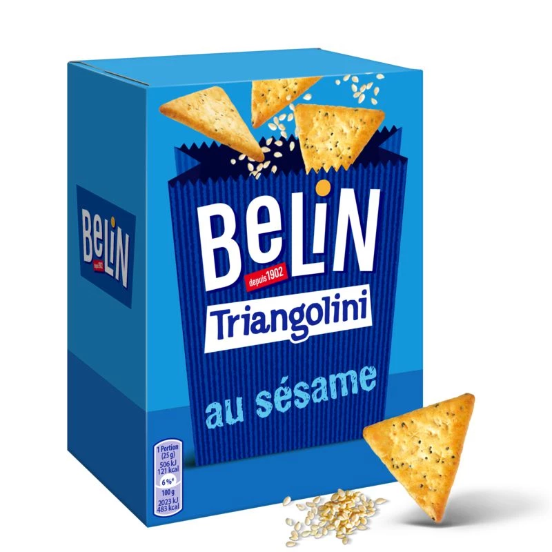 Biscoitos Aperitivos Triangolini com Gergelim, 100g - BELIN