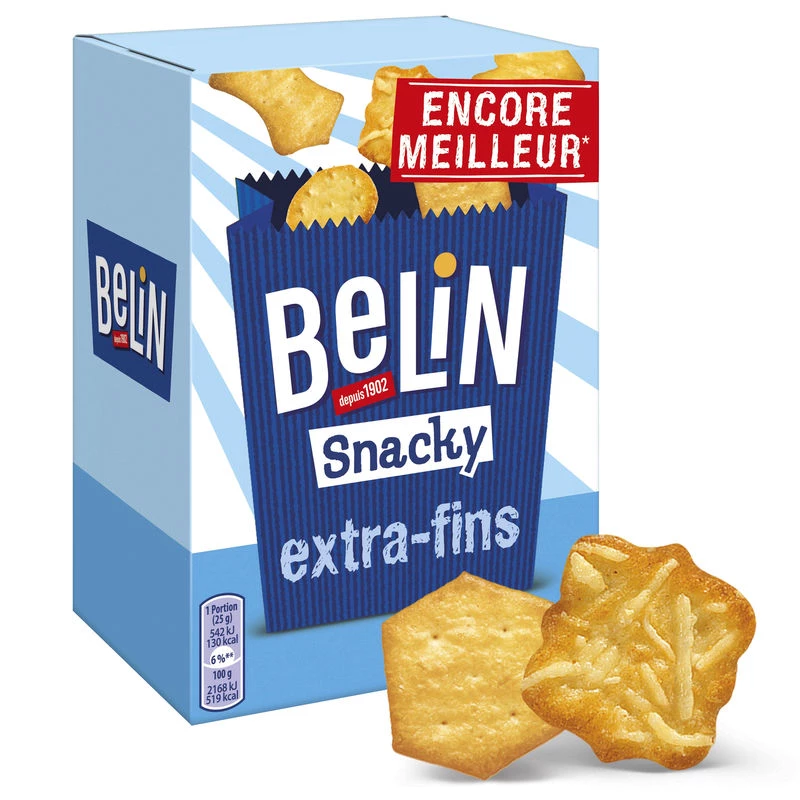 Extra-Thin Snacky Crackers Aperitif Biscuits, 100g - BELIN
