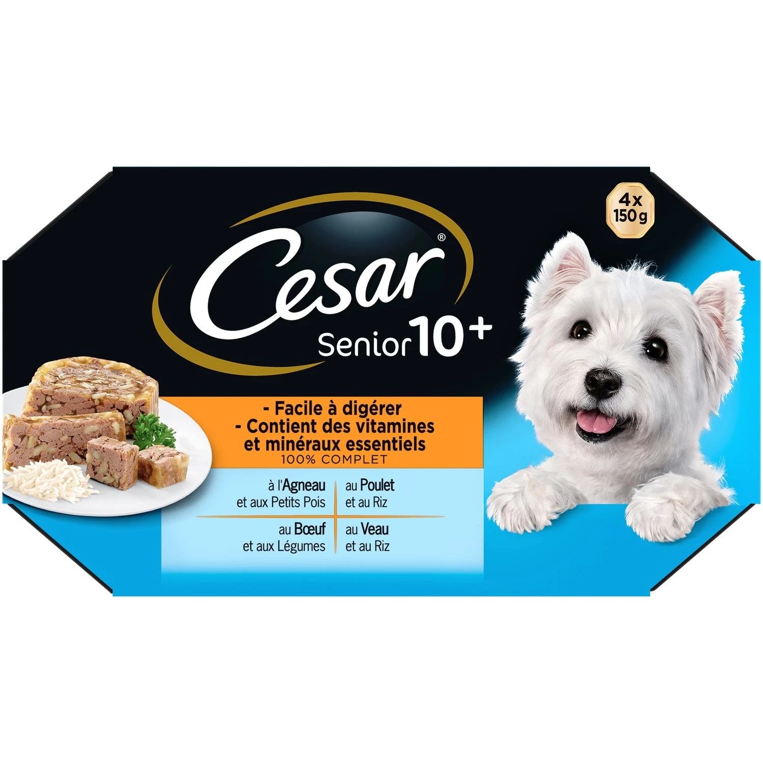 Patée pour chiens Senior Gelée 4x150g - CÉSAR