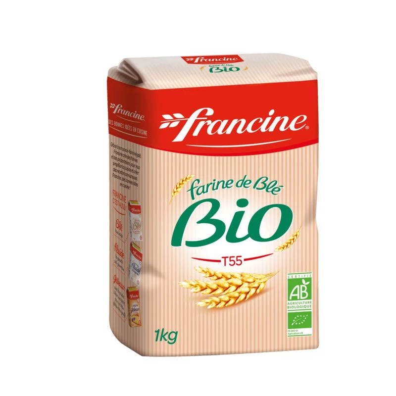 Organic T55 wheat flour 1kg - FRANCINE