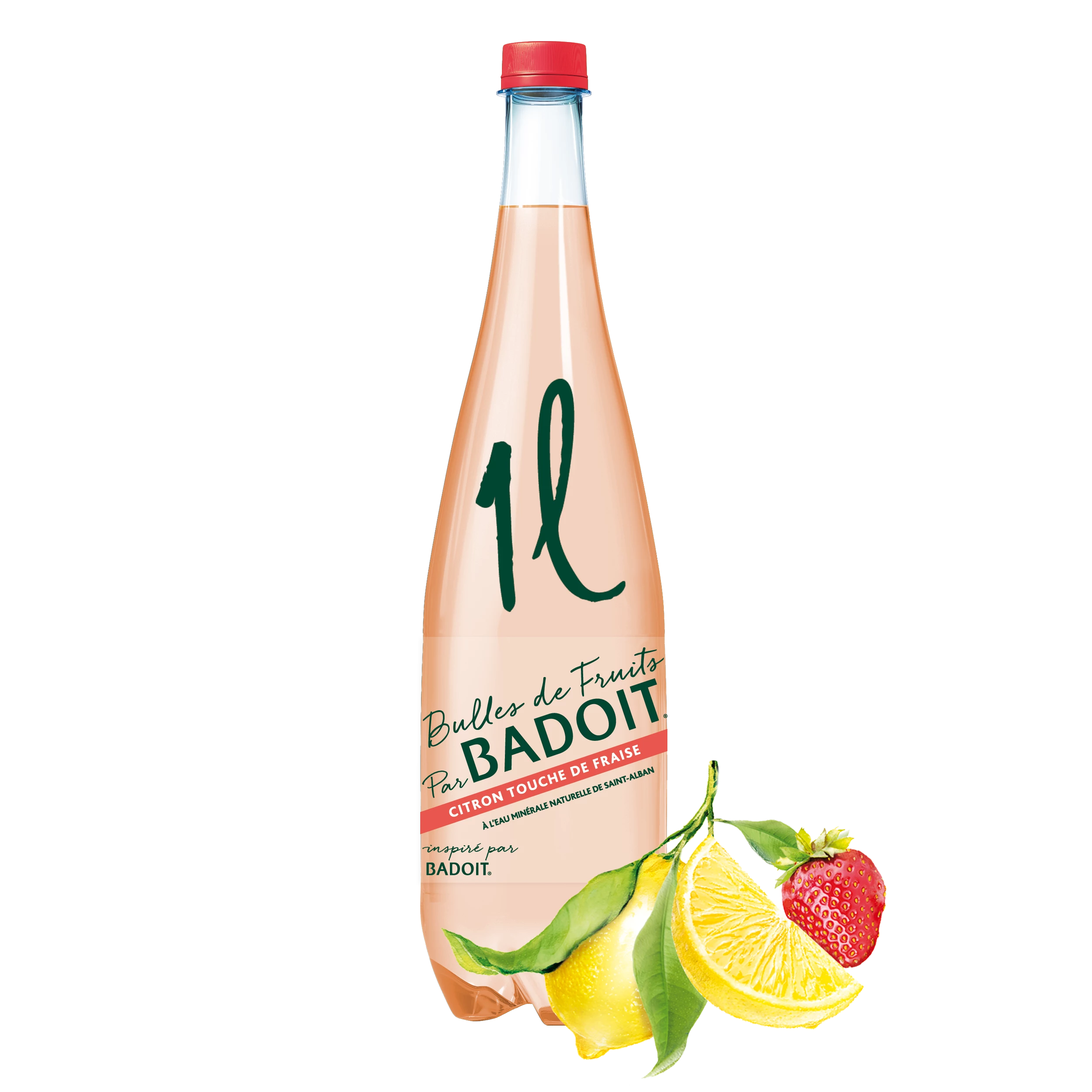 Eau gazeuse aromatisée citron fraise 1L - BADOIT