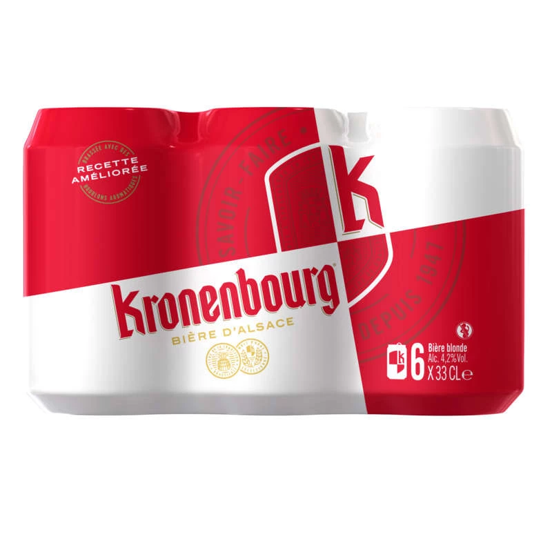 Bia Lager màu vàng, 6x33cl - KRONENBOURG