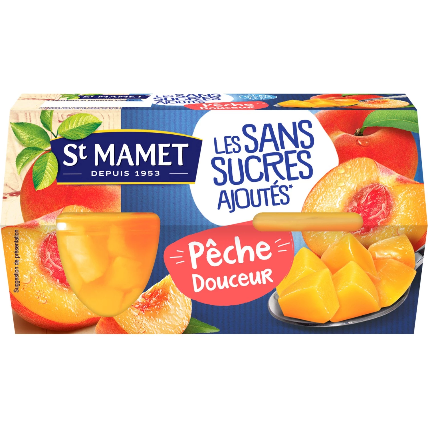 Fruits in sweet peach syrup 480g - ST MAMET