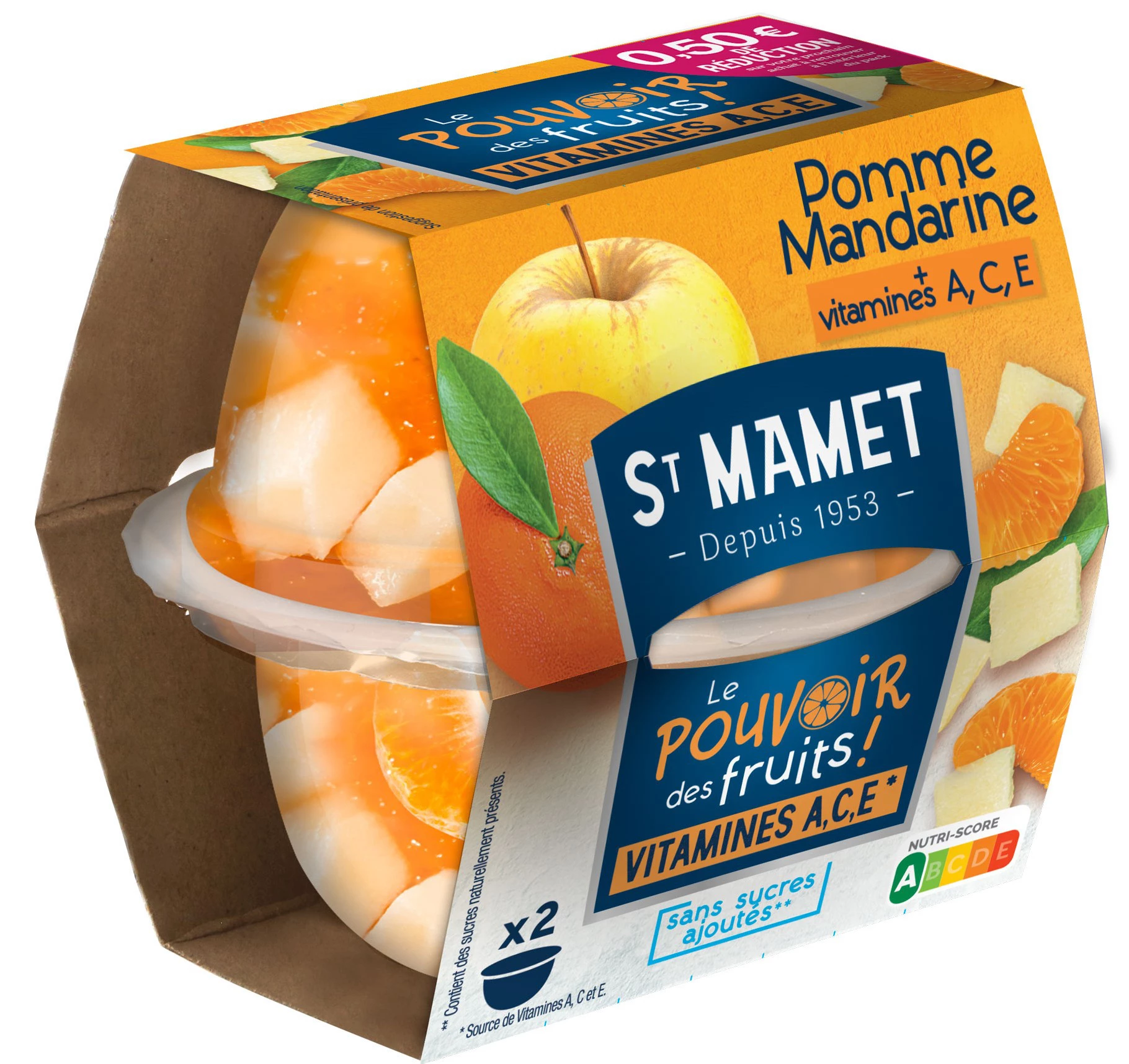 Fruits in Apple Mandarin Syrup No Added Sugars 113g - ST MAMET