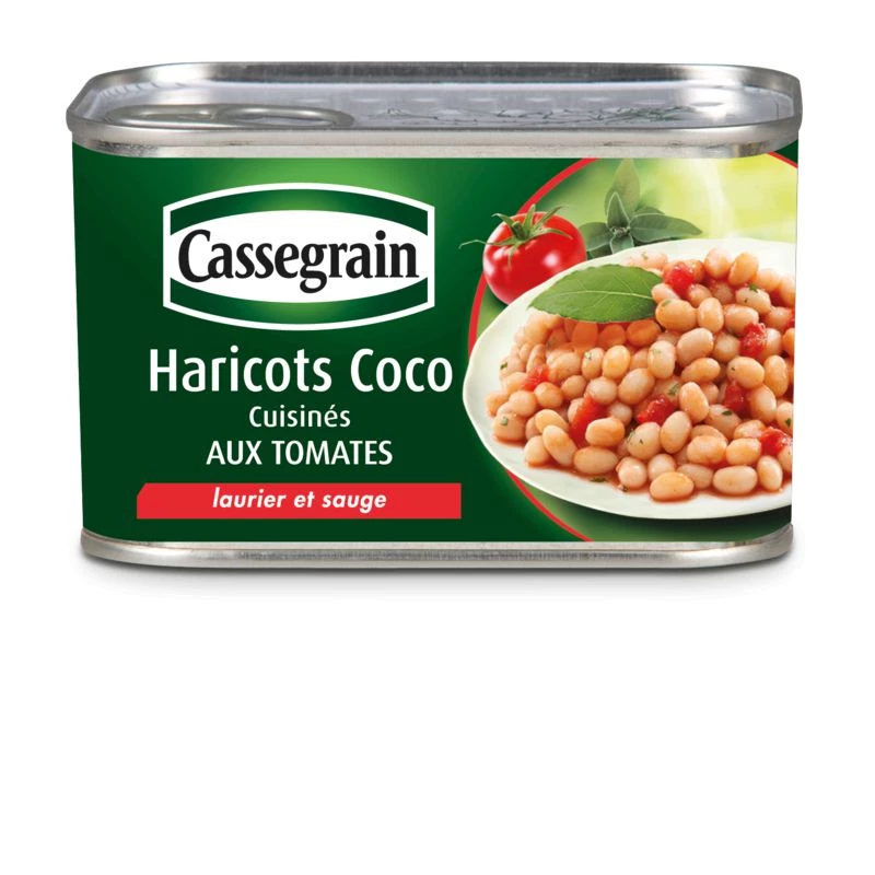 Fagioli Di Cocco Cotti Con Pomodori; Alloro e Sauje; 435 g -  CASSEGRAIN