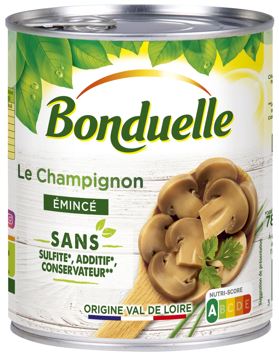 Geschnittene Champignons ohne Sulfit; Zusatzstoff und Konservierungsmittel - BONDUELLE