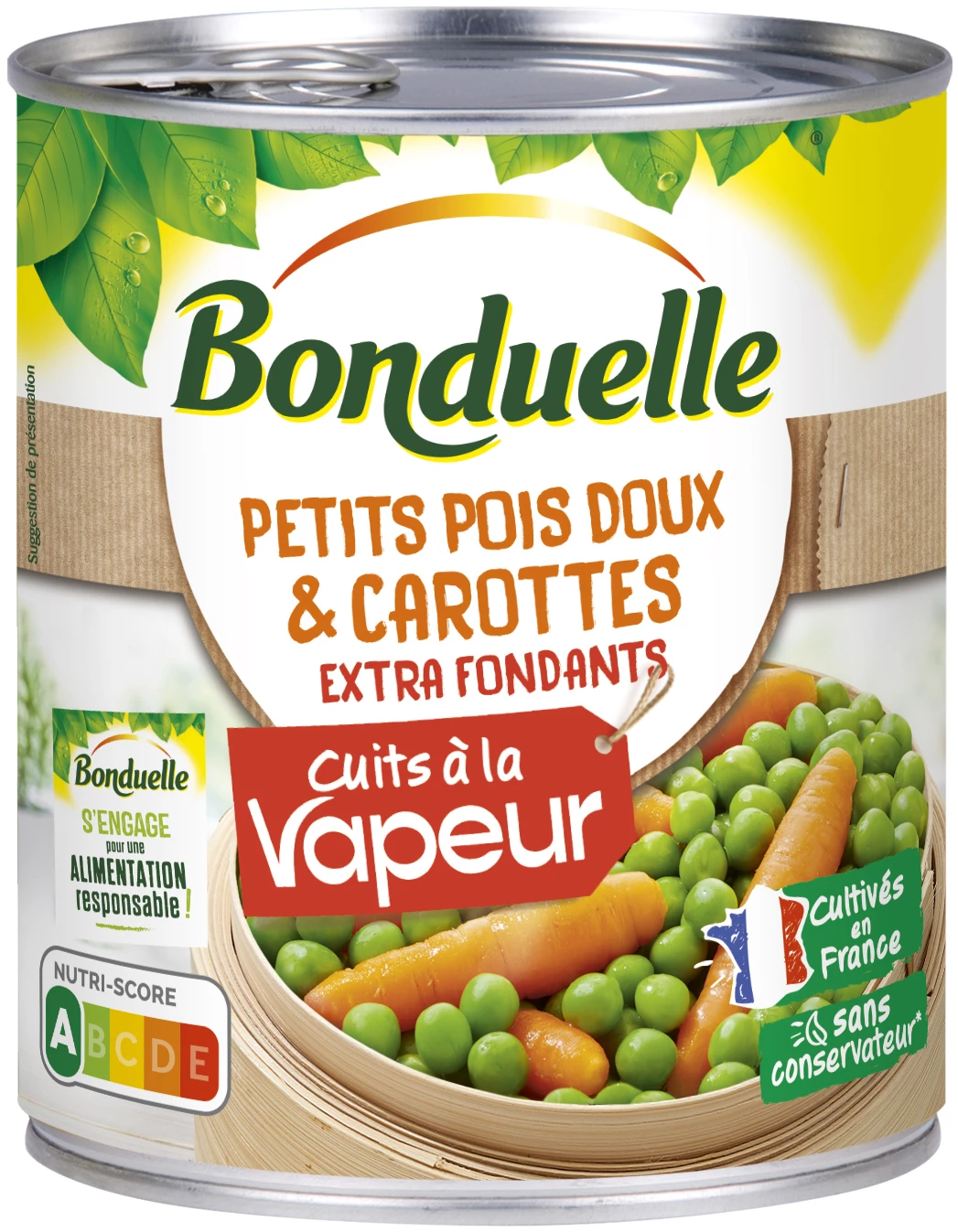 Extra Soft Steamed Sweet Peas and Carrots, 530g - BONDUELLE