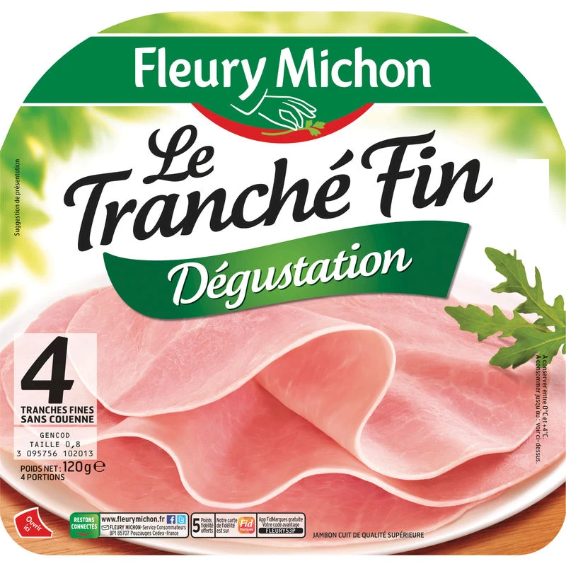 Jambon en Tranches Fines, 4 Tranches 120g - FLEURY MICHON