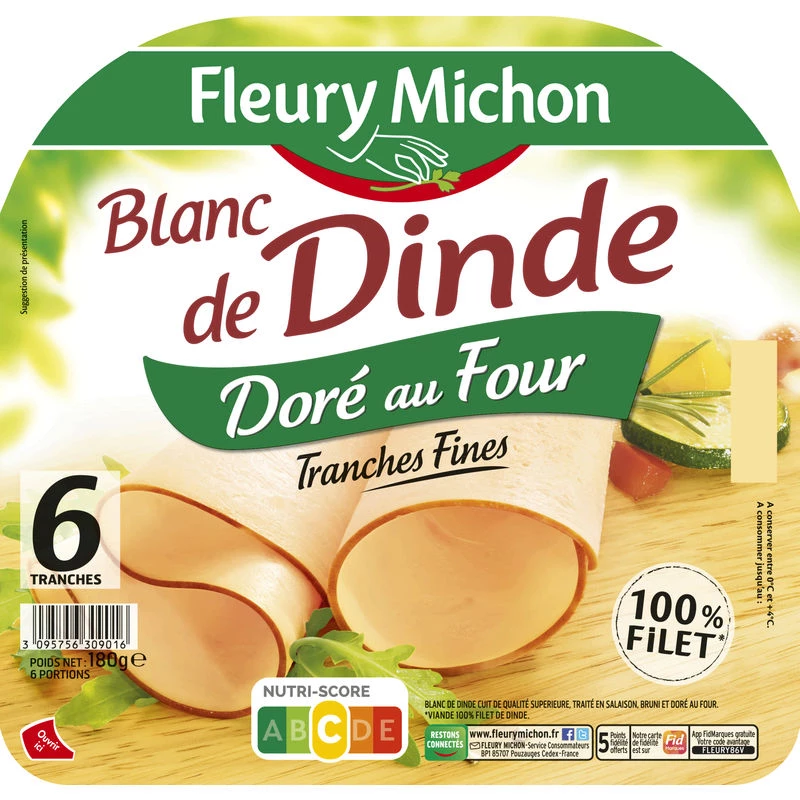 Blanc de Dinde Doré au Four, 6 Tranches - FLEURY MICHON