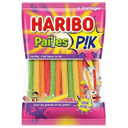 Pik Acid Heart Candy Straw 180g - HARIBO