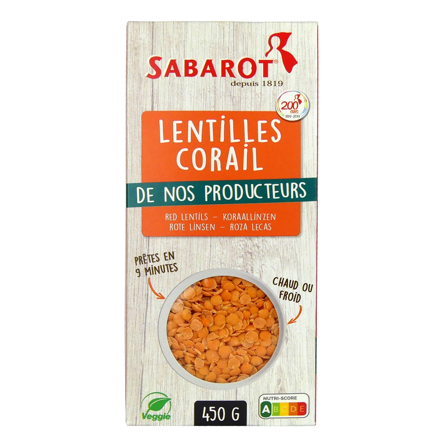 Coral lentils 450g - SABAROT