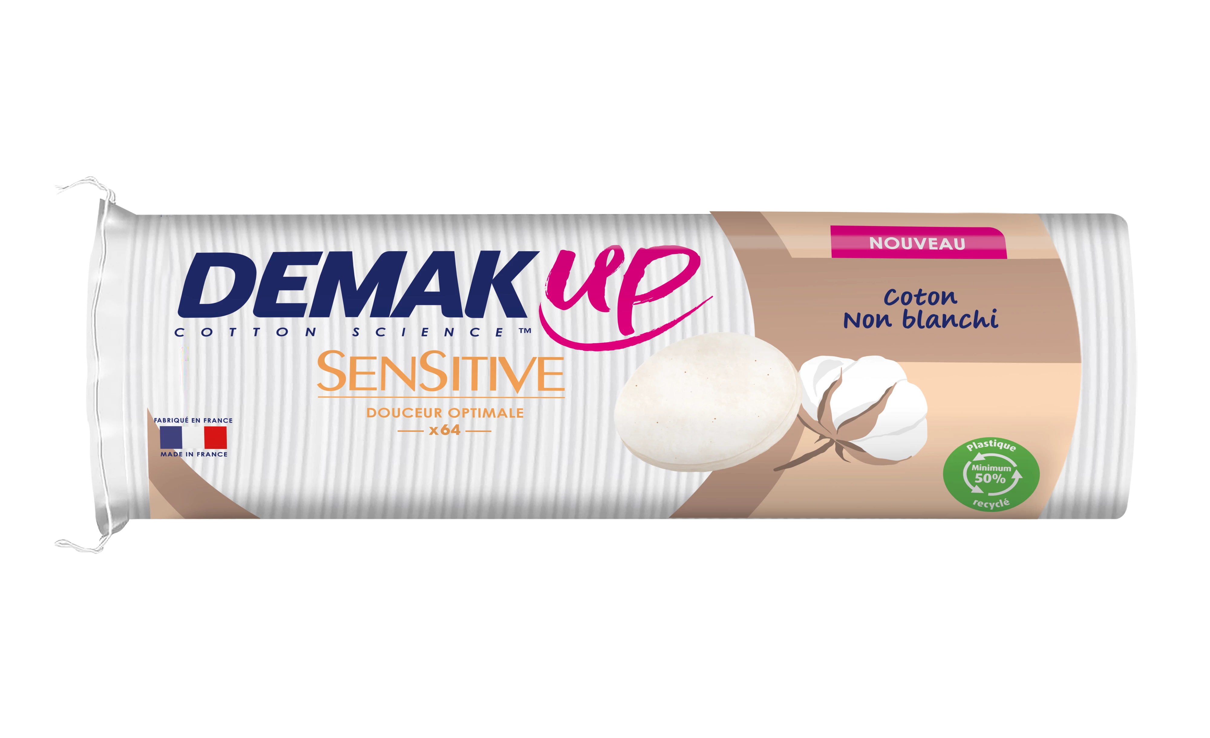 Algodão removedor de maquiagem Sensitive X64 - DEMAK UP