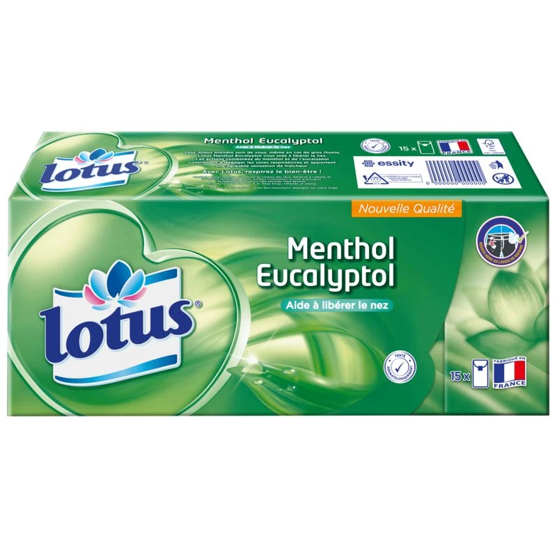 Pañuelos mentolados y eucaliptol x15 - LOTUS