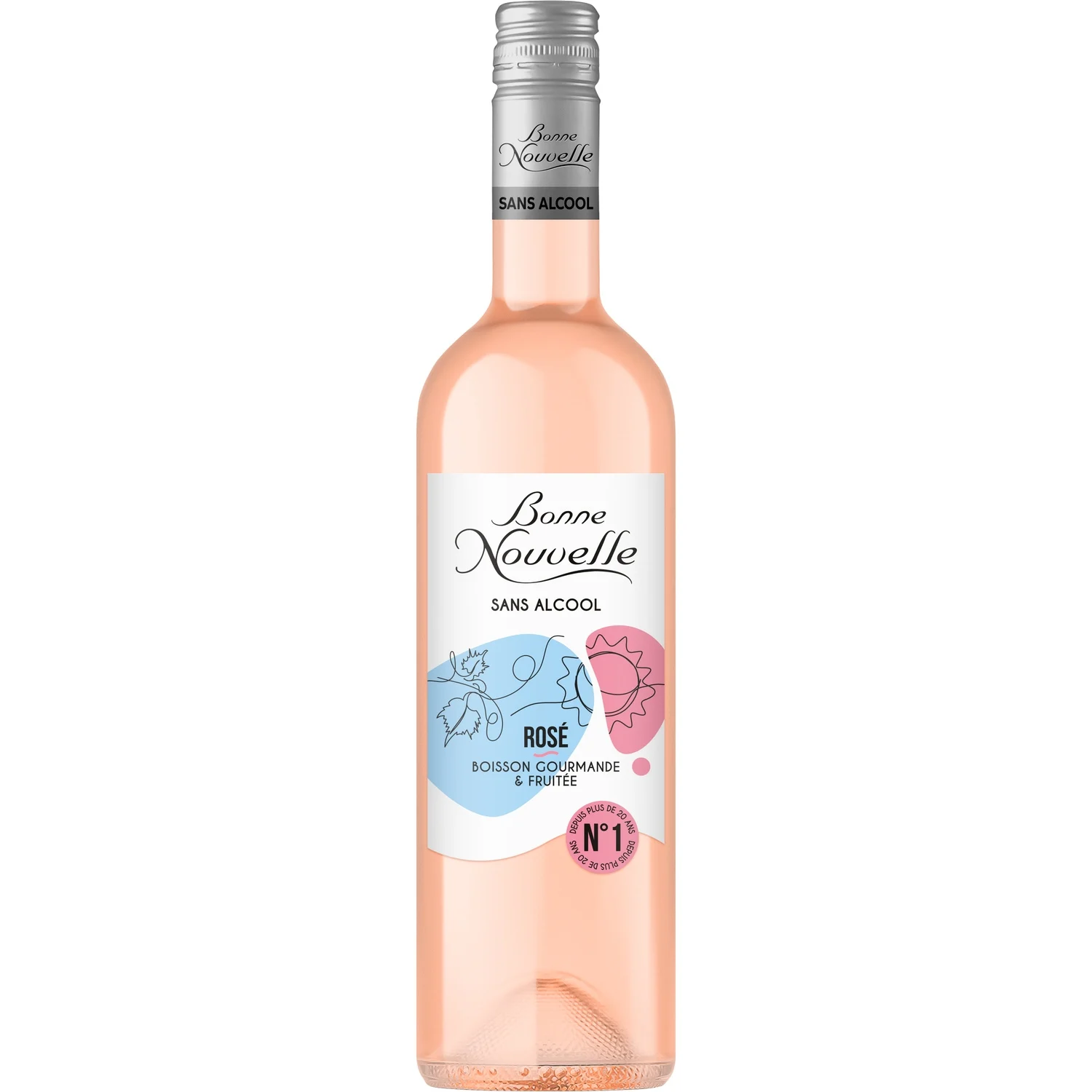 Boisson Fermentée à Base de Vin Rosé Sans Alcool, 75cl - BONNE NOUVELLE