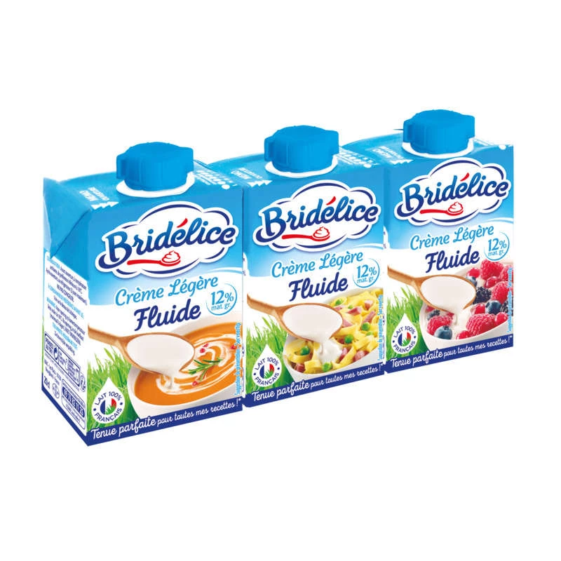 Créme légére fluide 12% 3x20cl - BRIDÉLICE