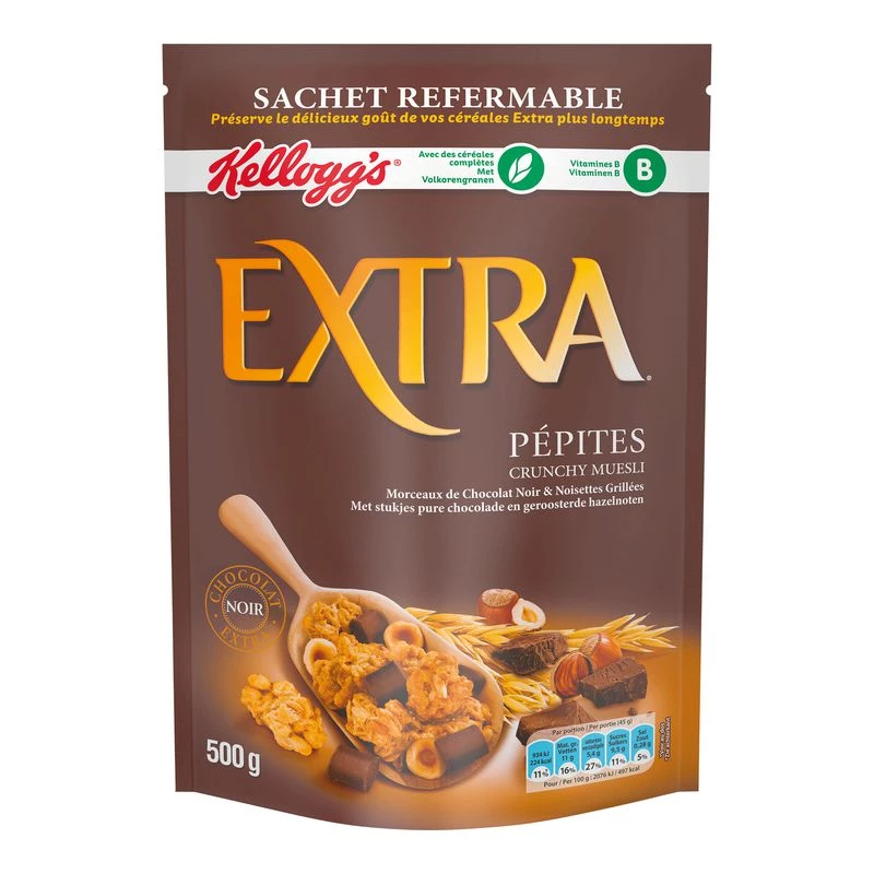 Extra Crunchy Dark Chocolate and Roasted Hazelnut Chips 500g - KELLOGG'S