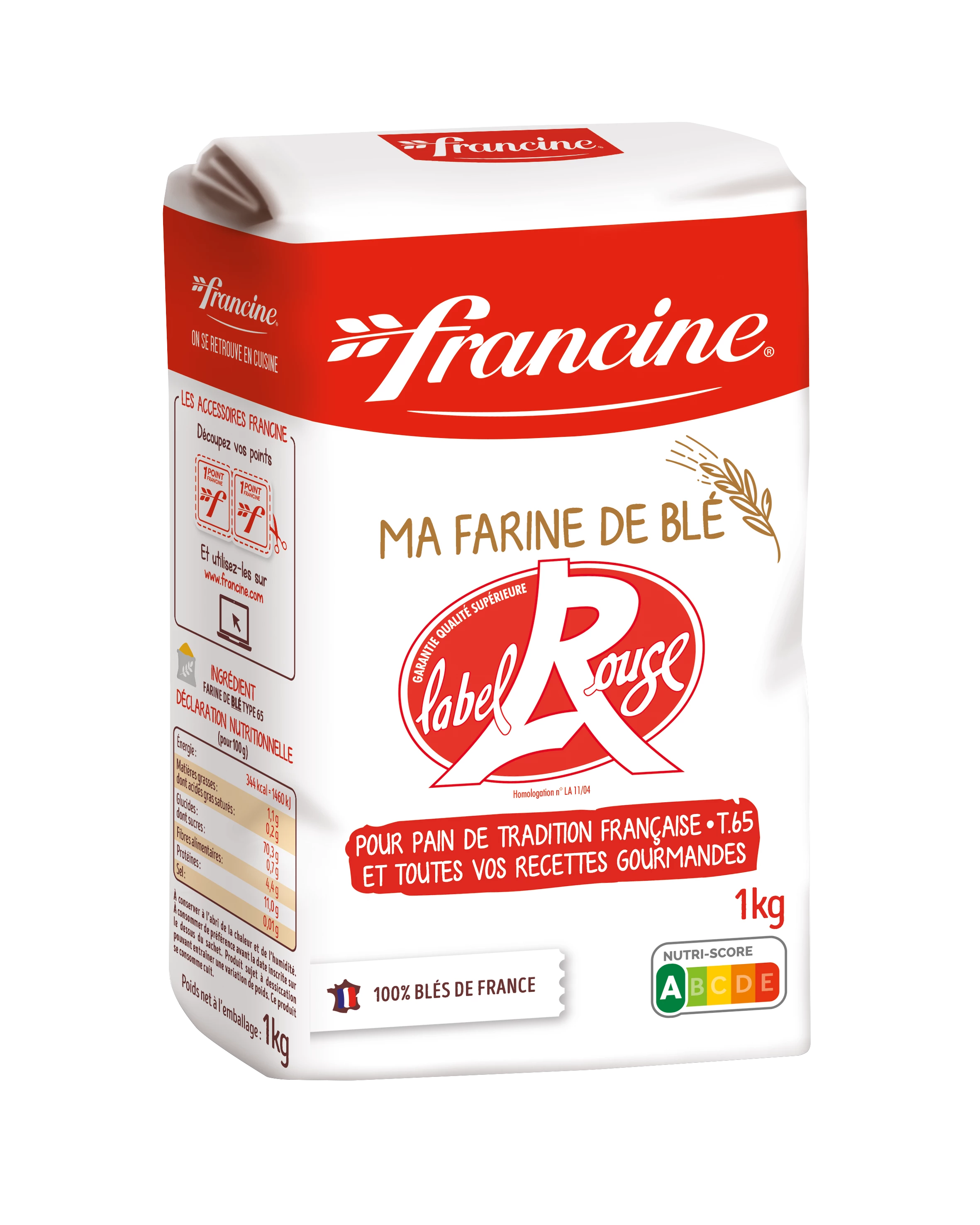 Nhãn Farine Rouge T65, 1kg - FRANCINE