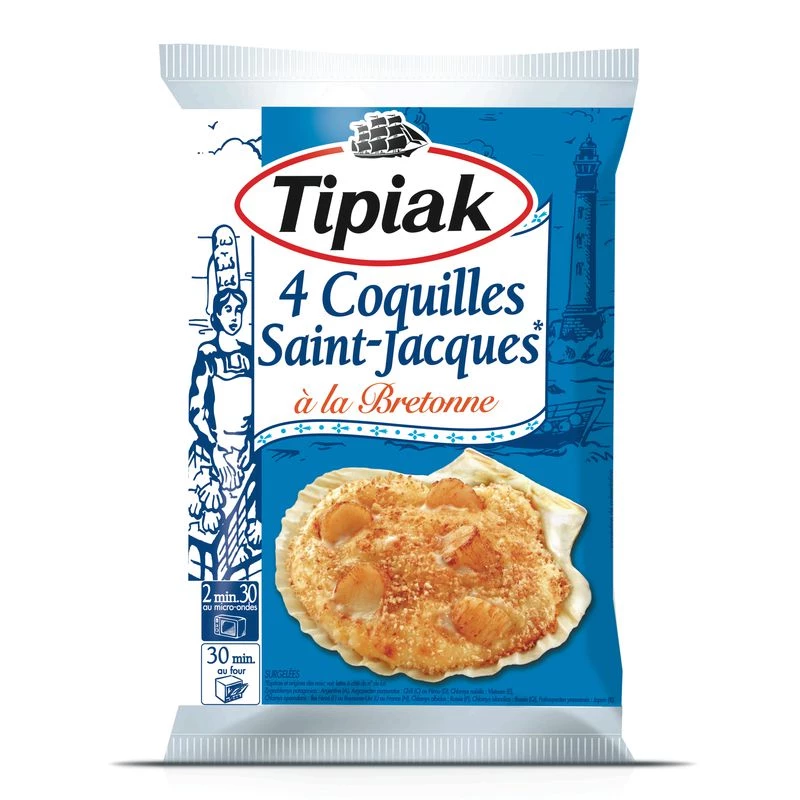 Coquilles St-Jacques à la bretonne 4x90g - TIPIAK