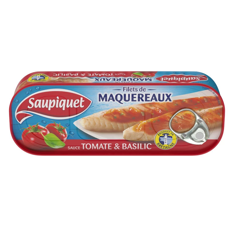 Filets de Maquereaux Sauce Tomate Basilic, 169g - SAUPIQUET