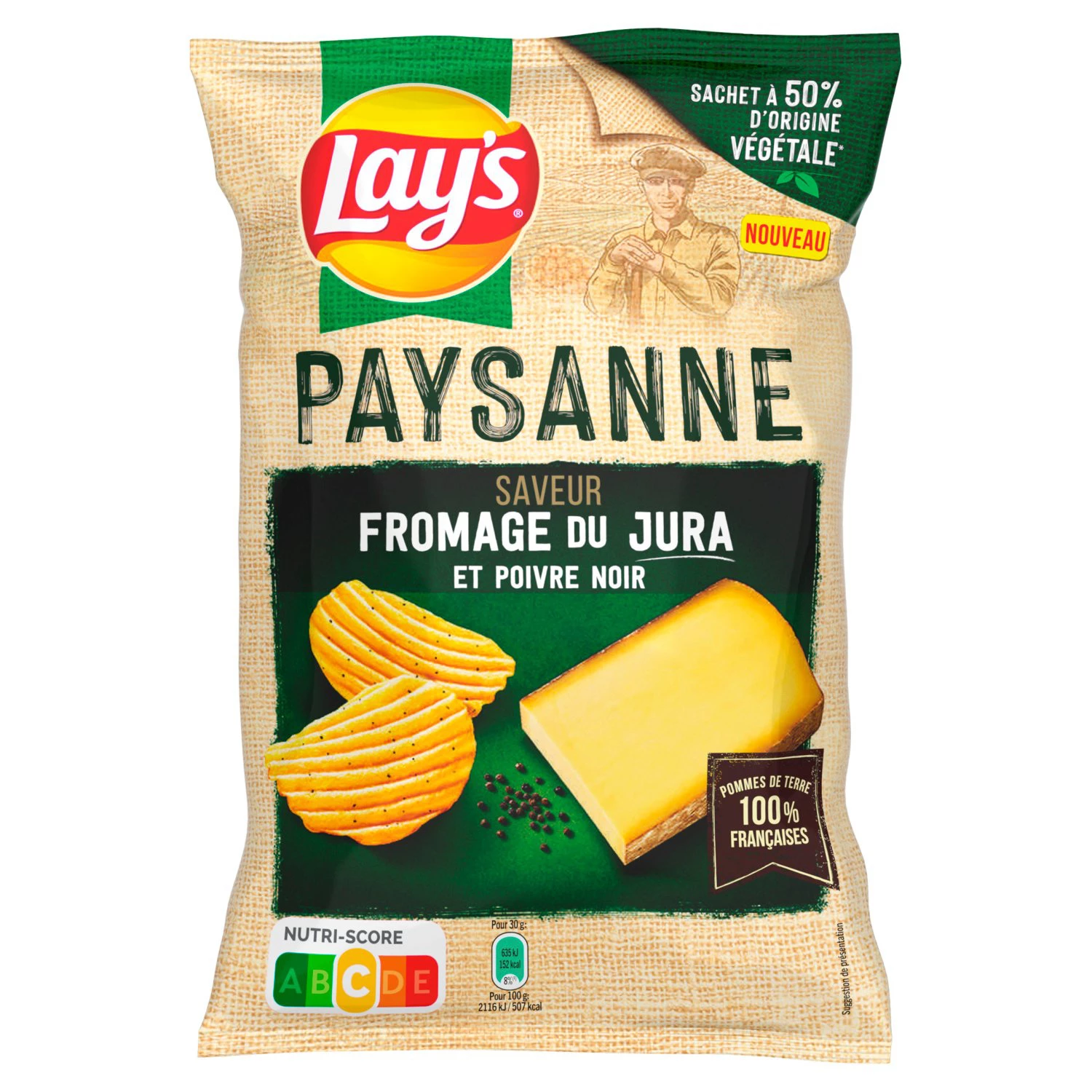 Chips Peasant Recipe Jura Phô mai và vị tiêu đen, 120g - LAY'S