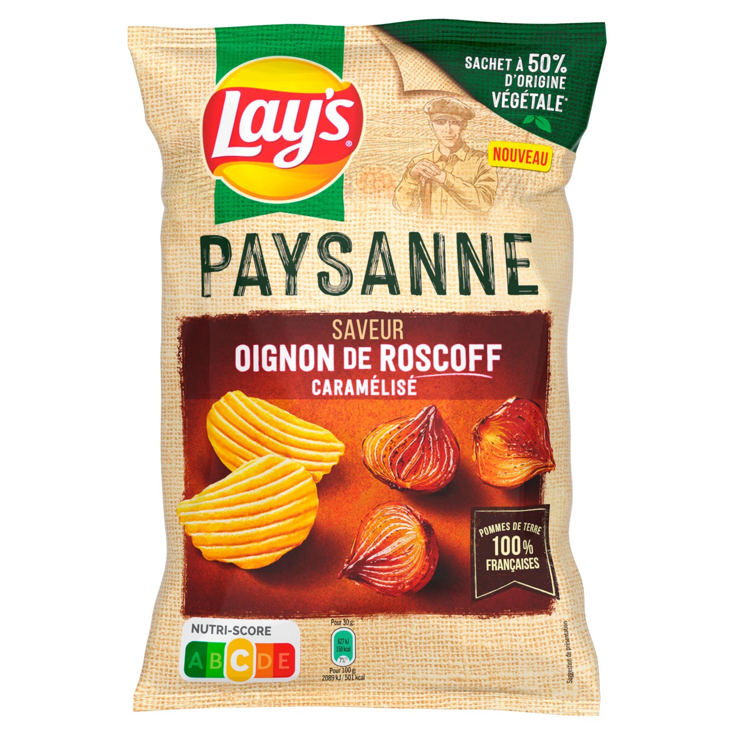 Chips Peasant Recipe Caramen Roscoff vị hành tây, 120g - LAY'S