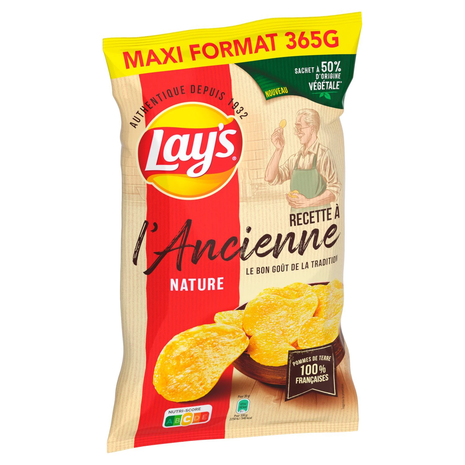Chips à l'Ancienne Nature maxi  refermable, 365g - LAY'S