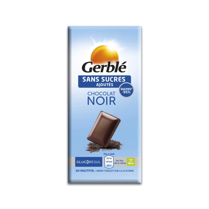 Dunkle Schokolade ohne Zucker 80g - GERBLE