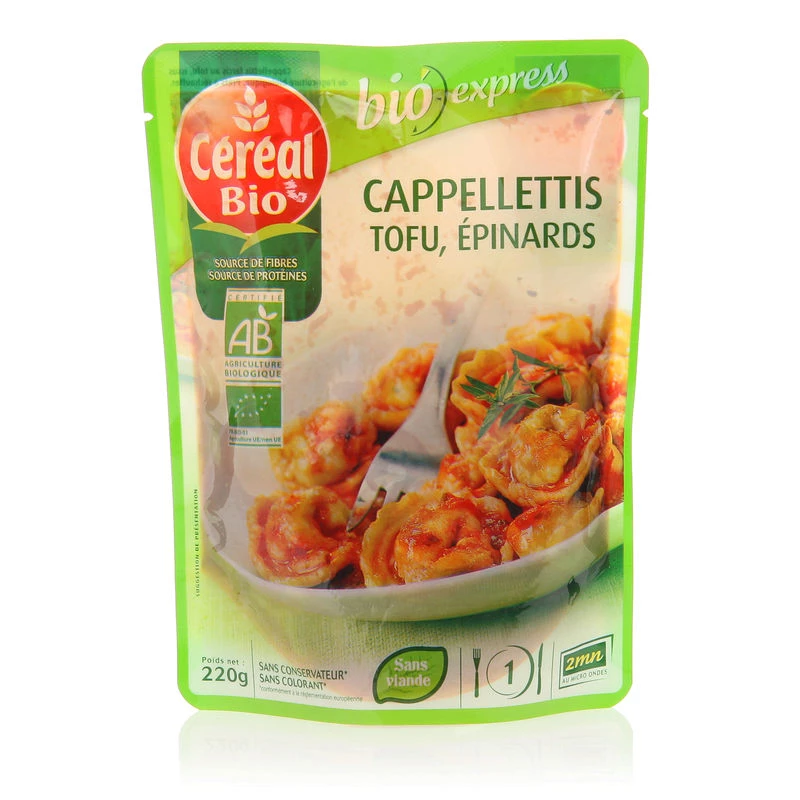 Cappelletti de tofu e espinafre orgânico 220g - CEREAL Bio