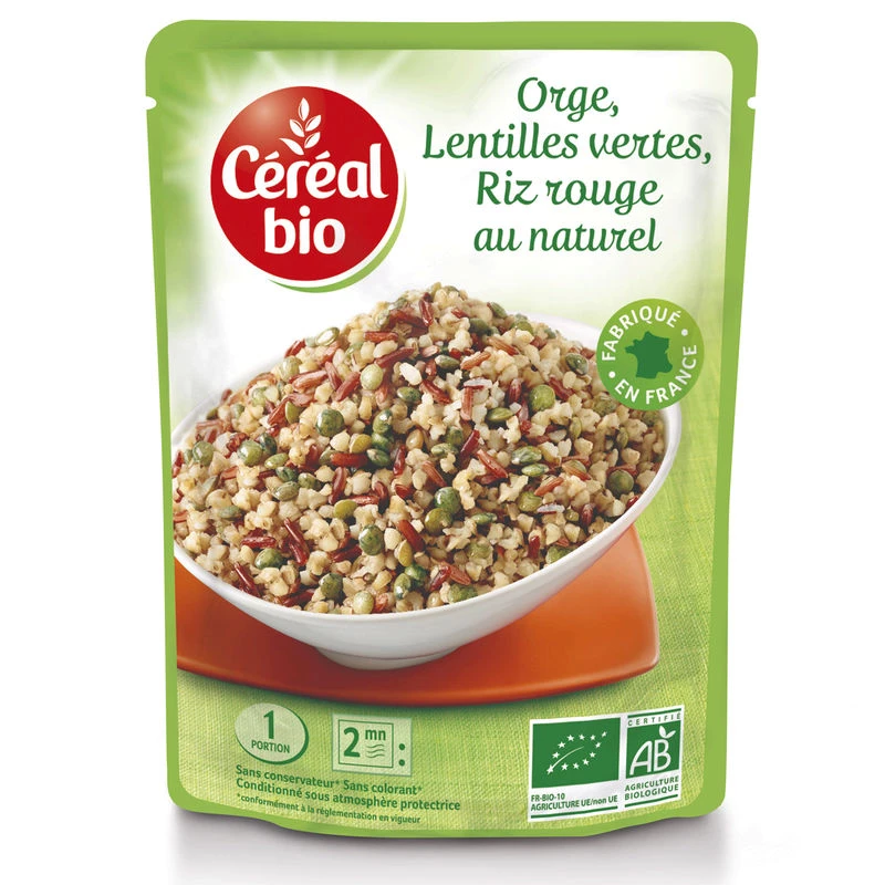 Lúa mạch, đậu lăng xanh, gạo đỏ Organic 250g - CEREAL Bio