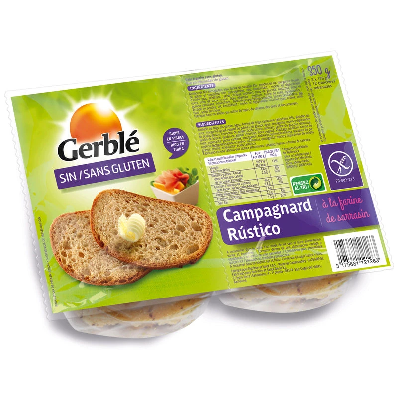 خبز ريفي خالي من الغلوتين 350 جرام - GERBLE