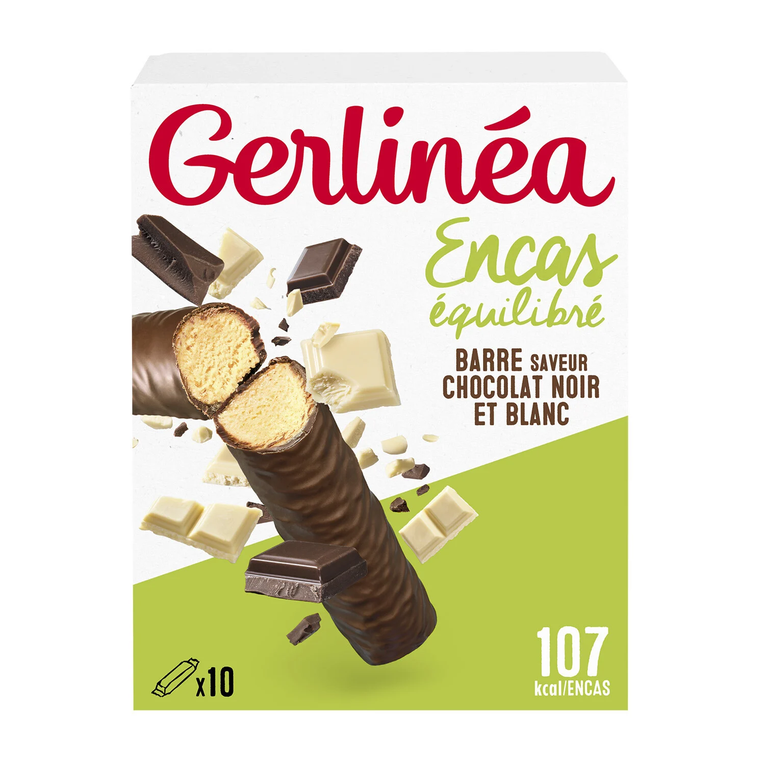 Barre Encas Chocolat Noir Et Blanc X10 - Gerlinea