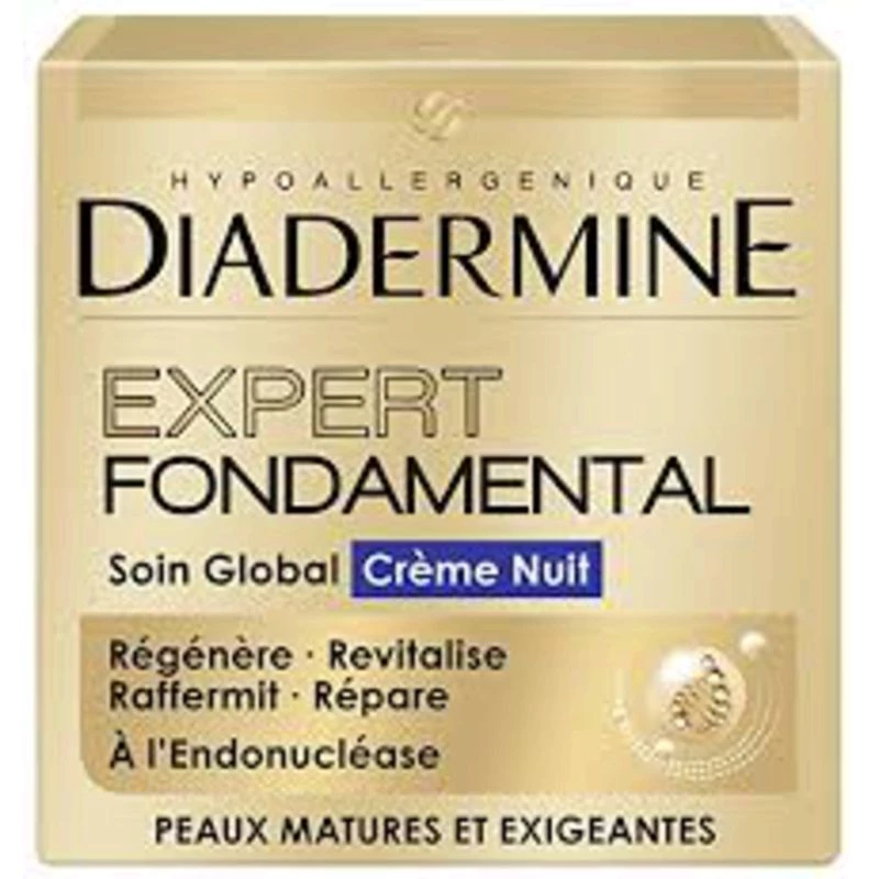 Soin Global Crème Nuit Expert Fondamental Peaux Matures et Exigeantes, 50ml - DIADERMINE