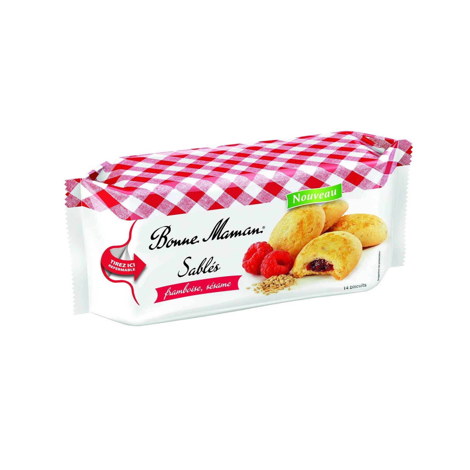 Raspberry sesame shortbread cookies 150g - BONNE MAMAN