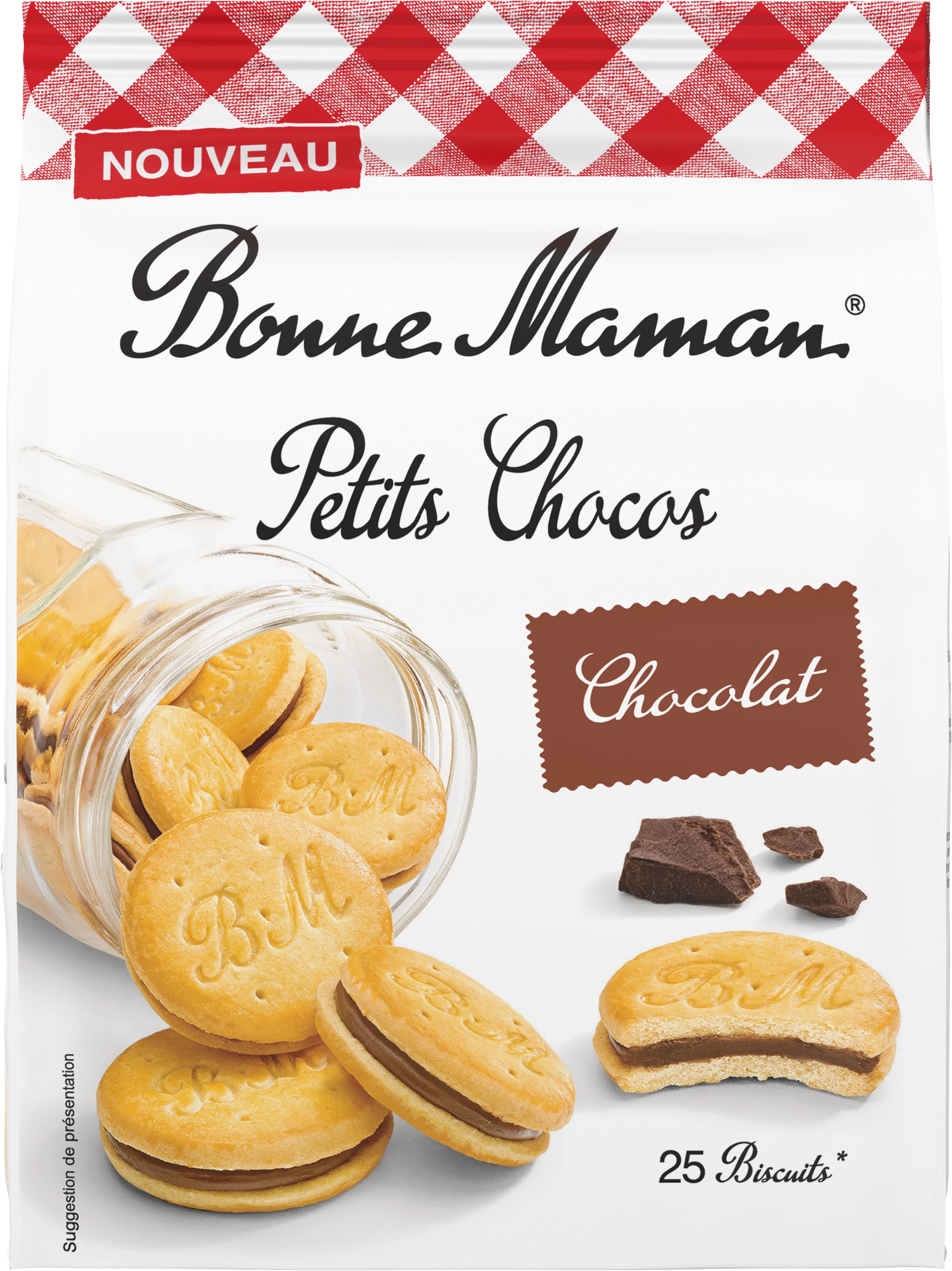 Biscoitos Recheados com Chocolate Petits Chocos 250g - BONNE MAMAN