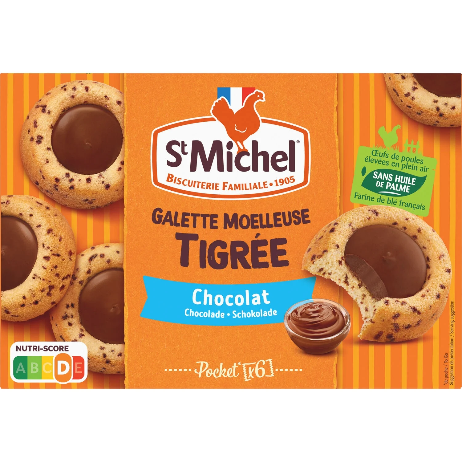 Biscuits galettes moelleuses tigrée Cœur Chocolat 180g - ST MICHEL