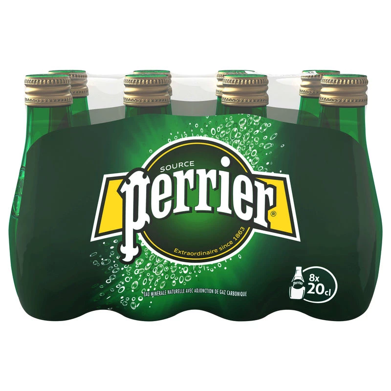 Agua Mineral Natural Con Gas 20cl Vp X 8 - PERRIER