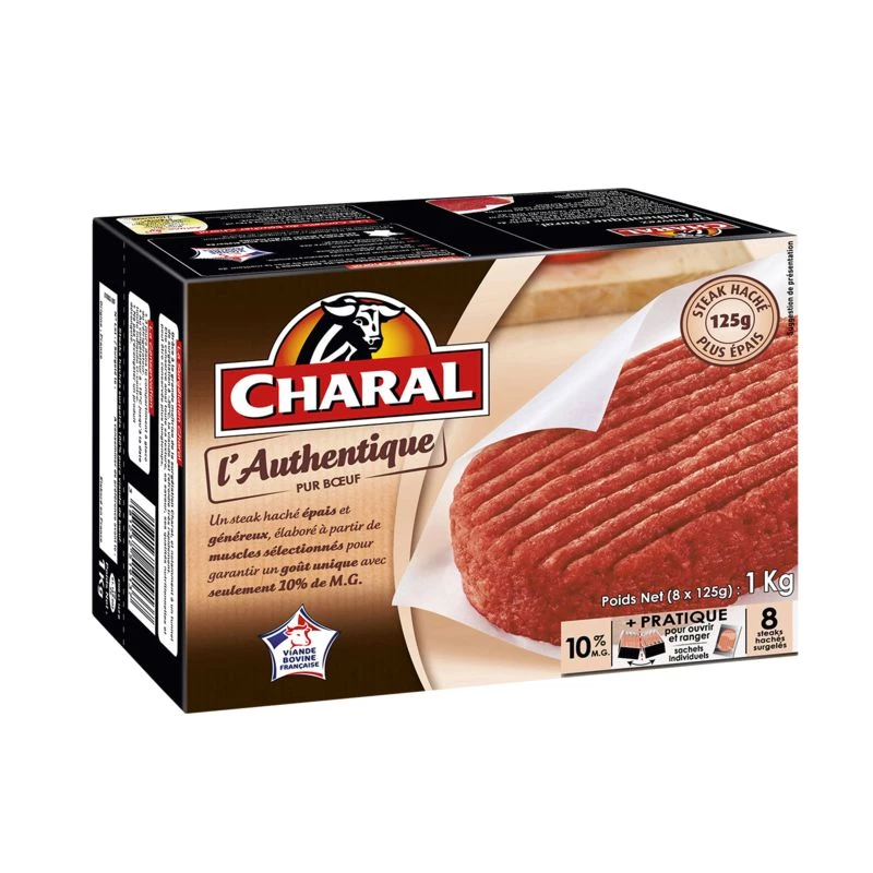 Authentieke 10% vet gehakte steaks 8x125g - CHARAL
