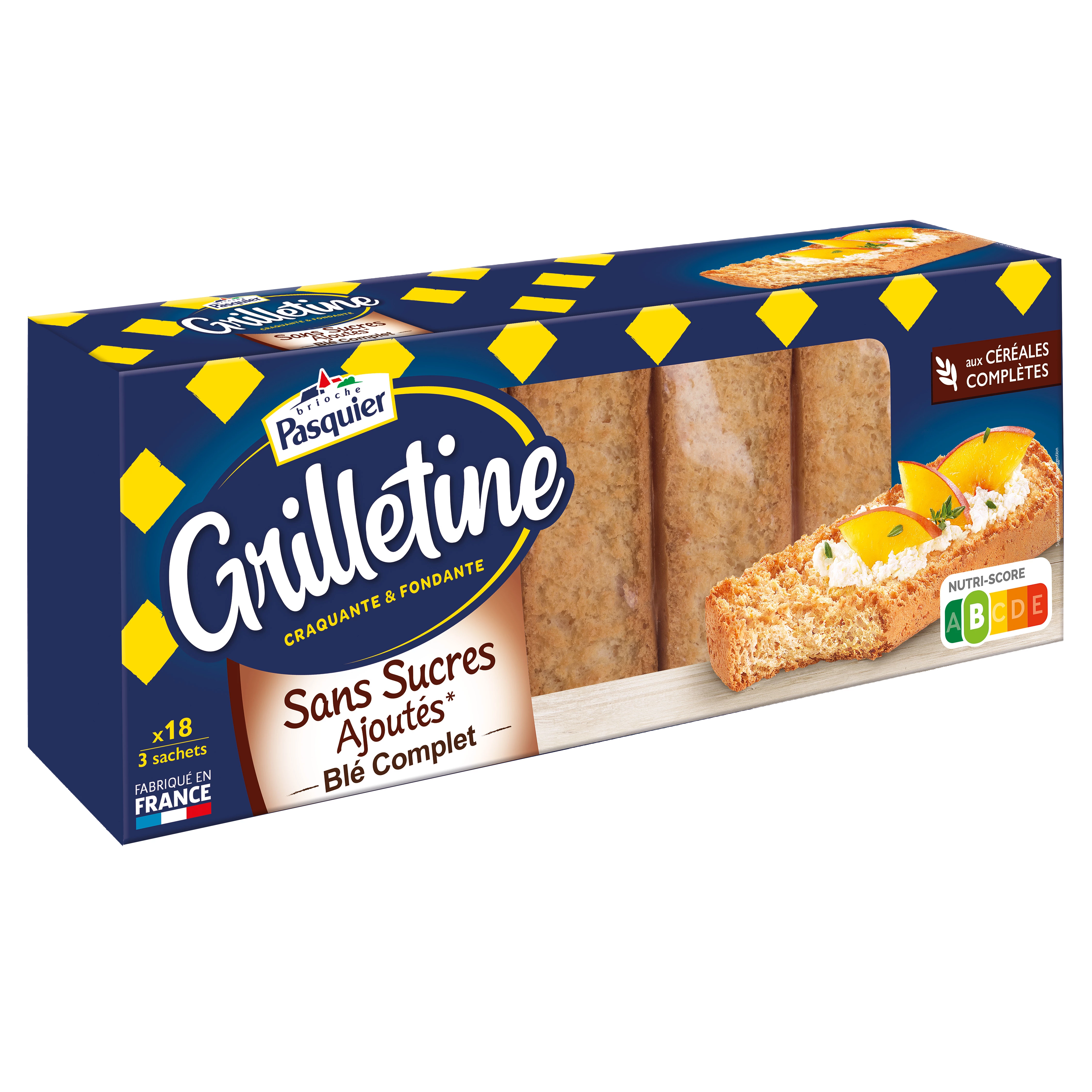 Whole Wheat Grilletine No Added Sugars 255g - PASQUIER
