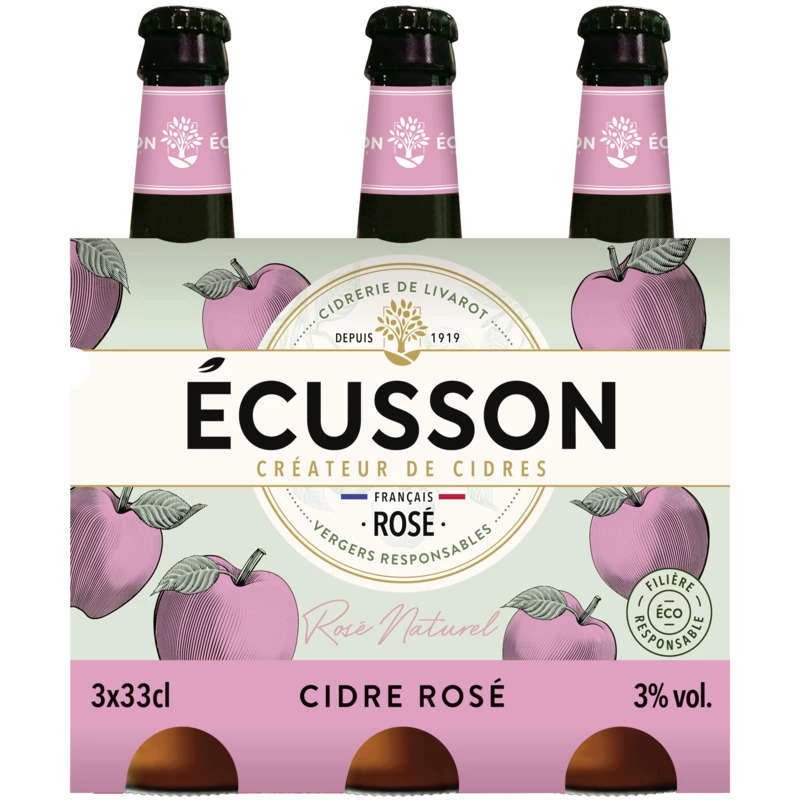 Cidre Ecus.rose Naturel 3x33cl