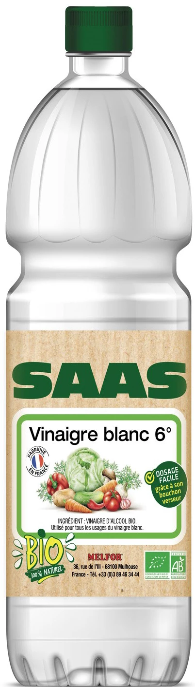 White Alcohol Vinegar, 6°, 1l - SAAS