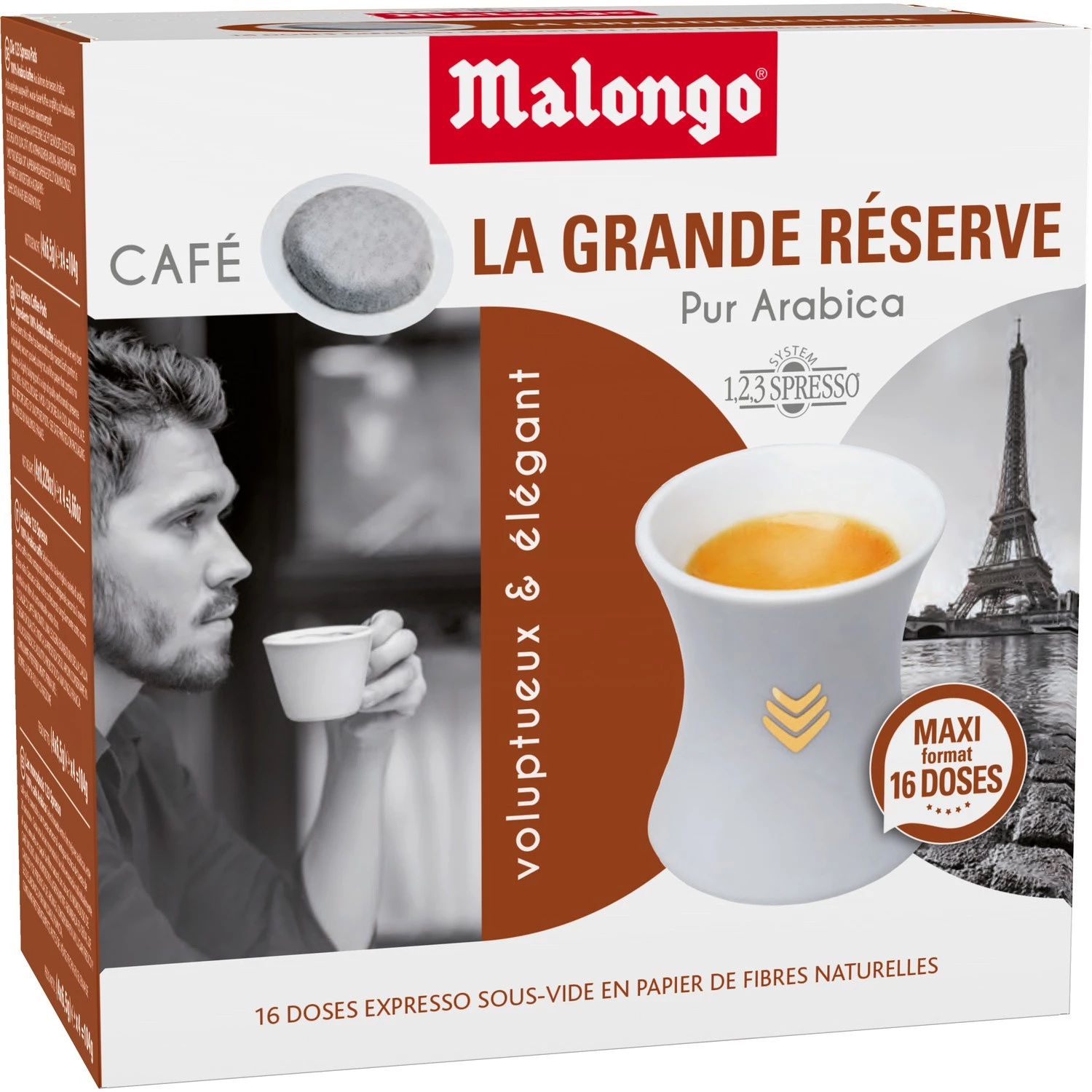 Café pur arabica grande réserve x16 dosettes 104g - MALONGO