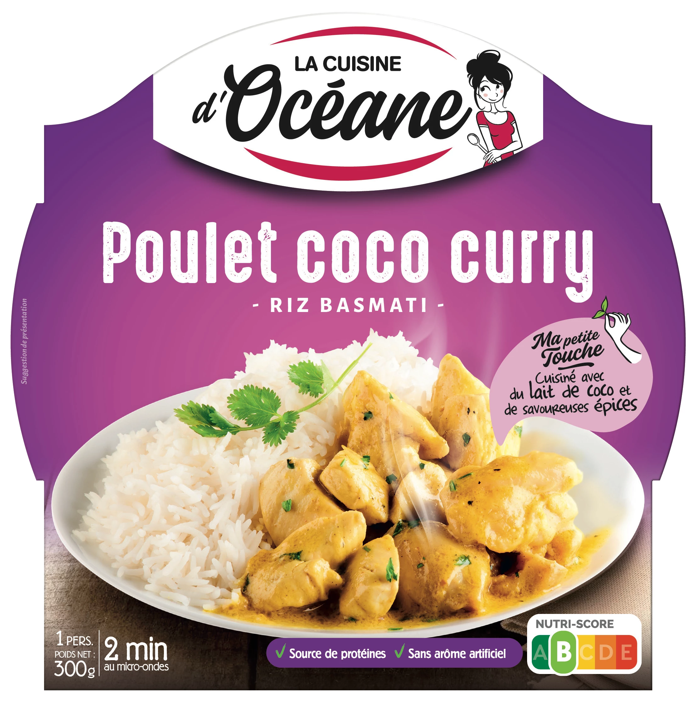 Poulet Coco Curry Riz Basmati, 300g - LA CUISINE D'OCEANE