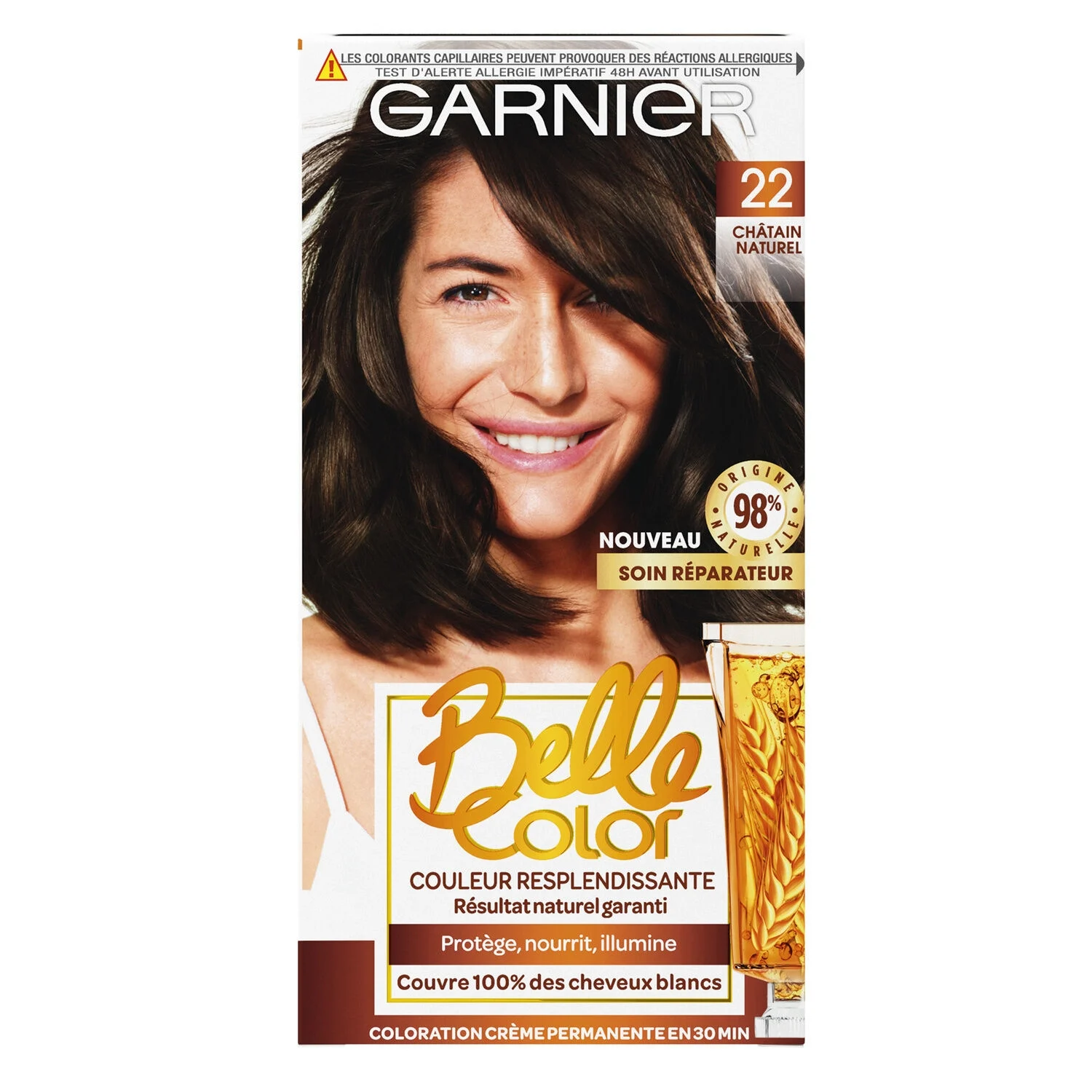 Coloration Cheveux Permanente 22 Chatain Naturel Belle Color - Garnier