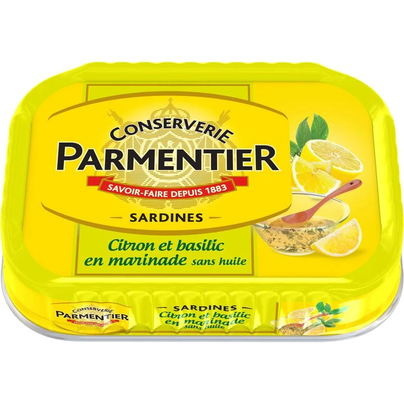 sardines Marinade Citron & Basilic, 135g - PARMENTIER