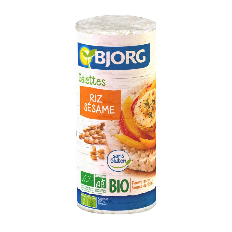 Органические рисовые лепешки с кунжутом 130г - BJORG